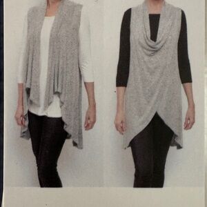 Women Olivia Sky Draped Sweater Sleeveless Blue Convertible cardigan-vest Small